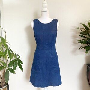 💙 Cute Open Back Denim Chambray Summer Mini Dress 💙
